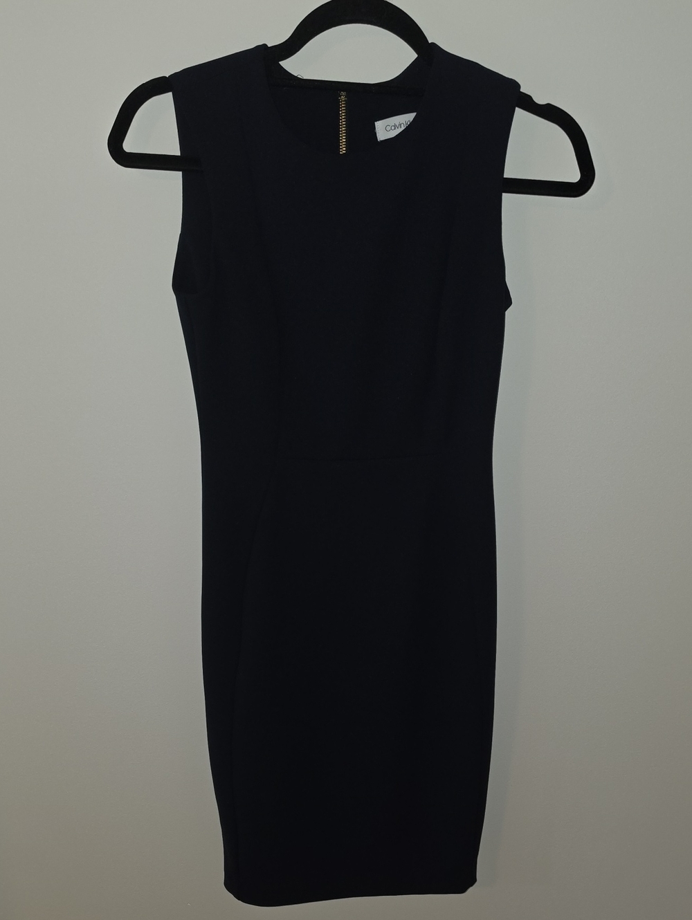 Calvin Klein Navy Sleeveless Midi Sheath Dress